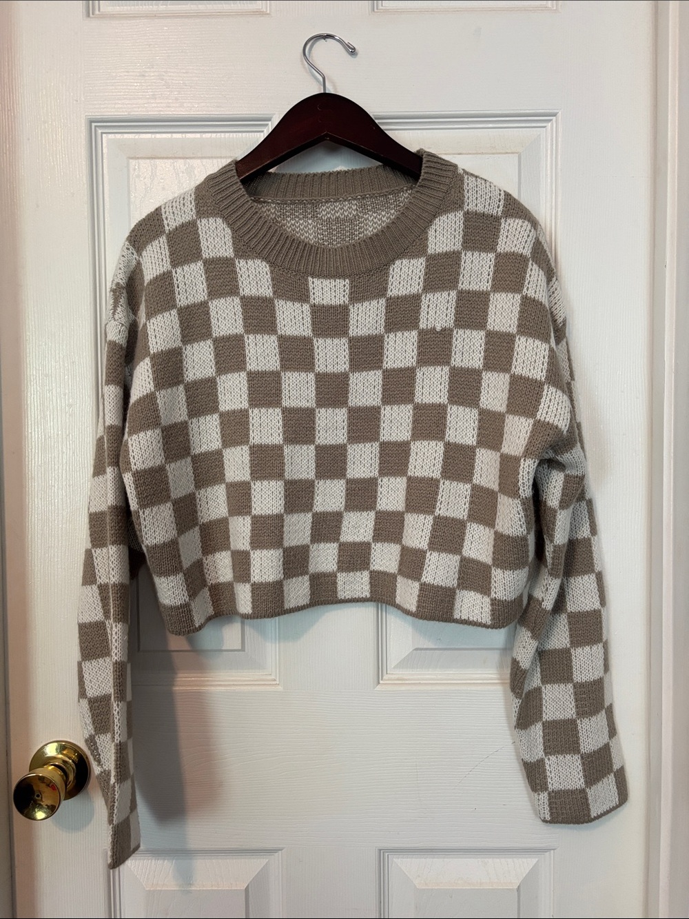 Cozy Checkered Knit Sweater